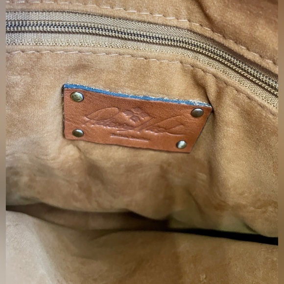 Patricia Nash Simona Wavy Stripe Leather Satchel w/matching Reiti Wallet EUC - Picture 7 of 10